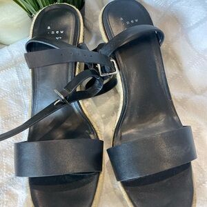 A New Day Black Sandals with Adjustable Straps - Worn once